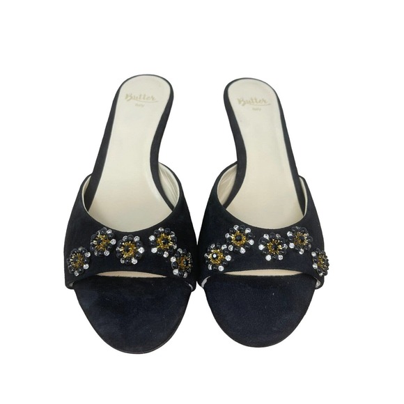 Butter Italy Black Kitten Heels~Embelished~Designer~Women's Size 7 - Picture 1 of 8
